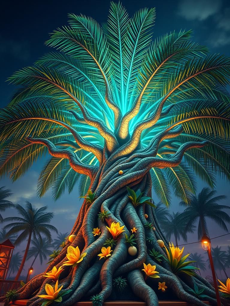 Colossal Palm Tree of Life Stretches Towards the Sky in Cybe...