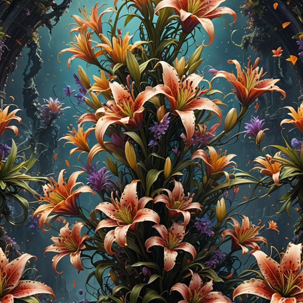 Fractality of Lily in Deep Fantasy Art