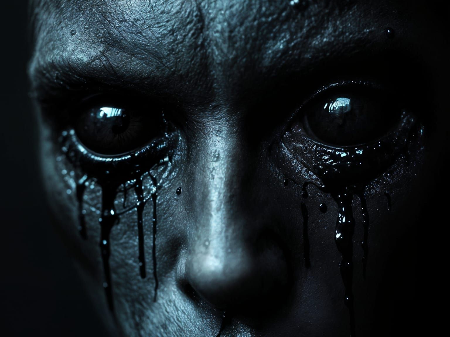 Terrifying Demon Eyes with Dripping Black Tar