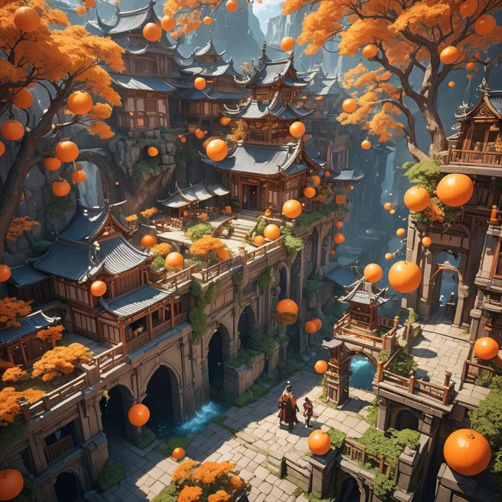 Vibrant Fantasy Realm in 3D Anime Style