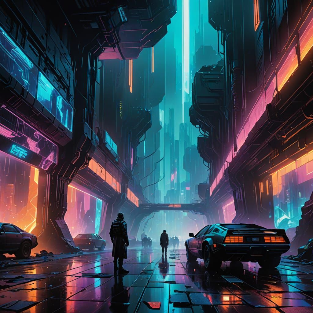 Glowing Cave of Refracted Light in a Futuristic Cityscape