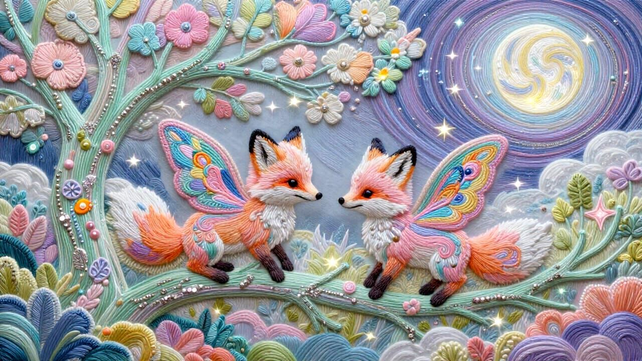 Dreamlike Winged Foxes and Butterflies in Pastel Embroidery ...
