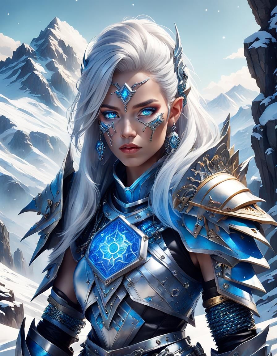 Android Barbarian Woman in Medieval Metal Chainmail