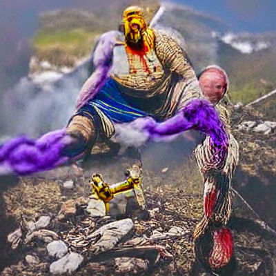 Cyberpunk God of War Battles Thanos in a Dystopian Future