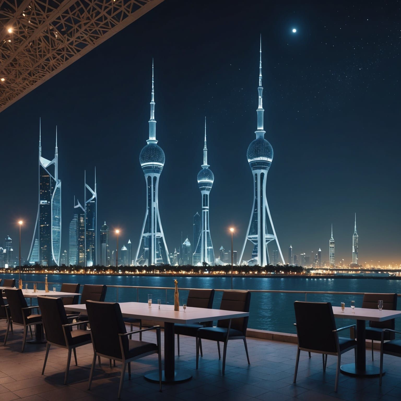 A Futuristic Kuwait City at Night, Cybertron Style