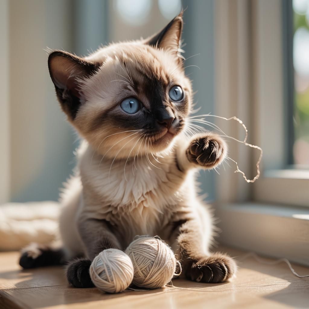 Siamese Kitten in Warm Pastel Light