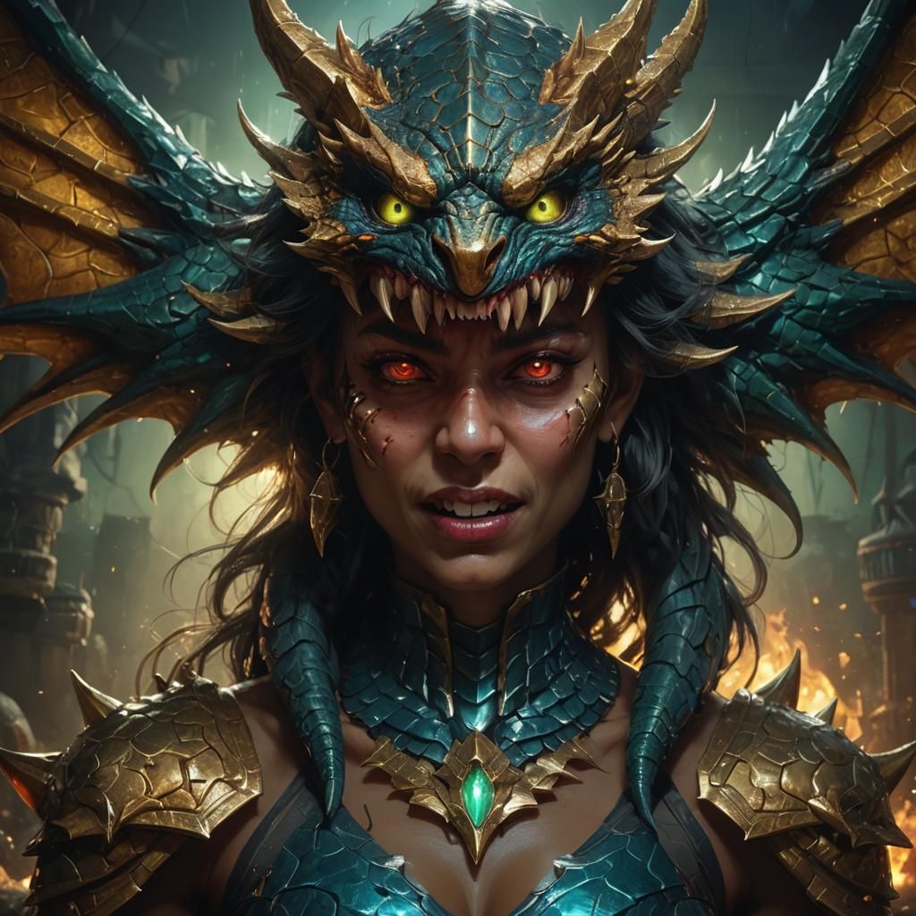 Fearsome Creature Portrait in Hyperdetailed Style