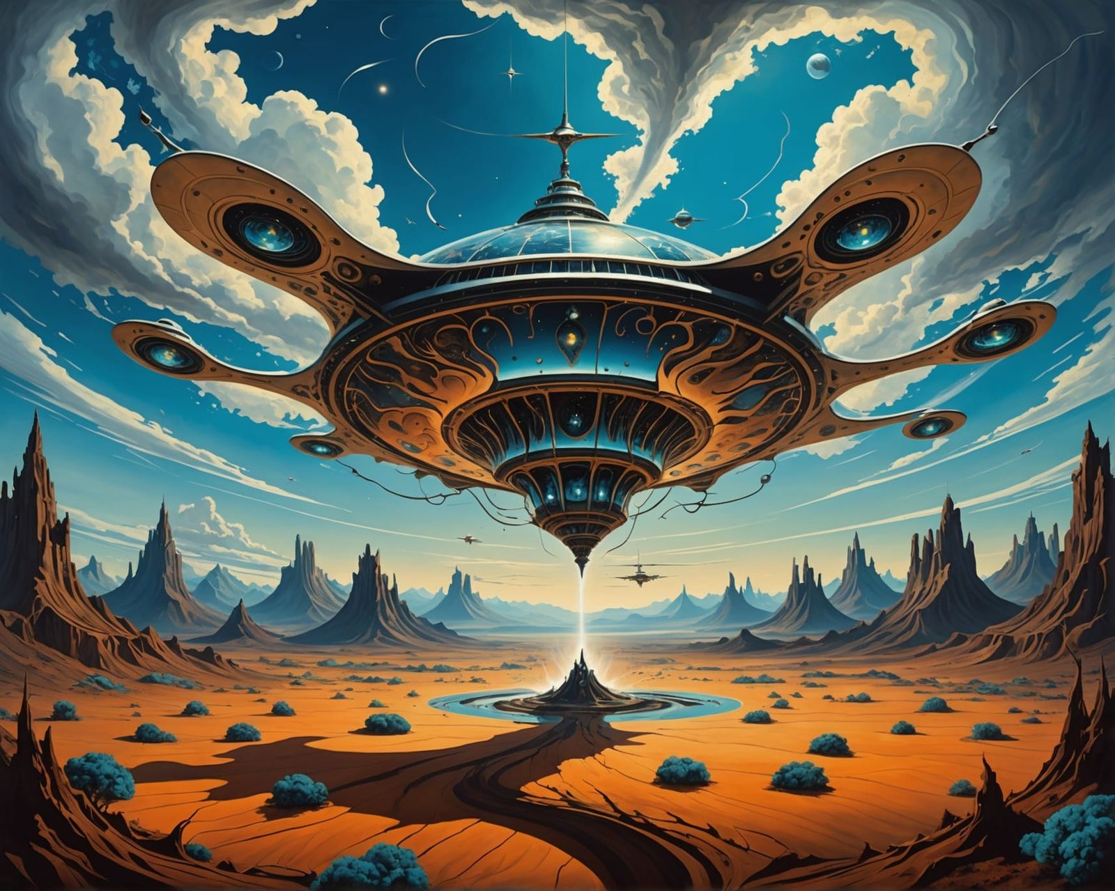 Surreal Cosmic Vortex in a Twisted Landscape with Starship