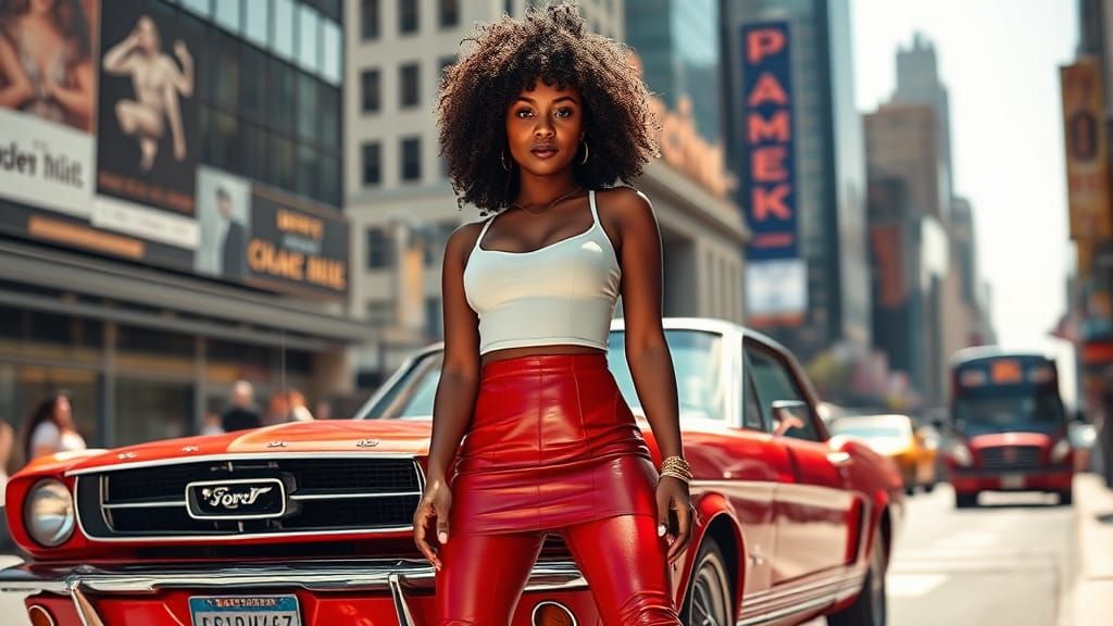 Sultry 70's Fashion Model Embracing City Vibes in Retro Styl...