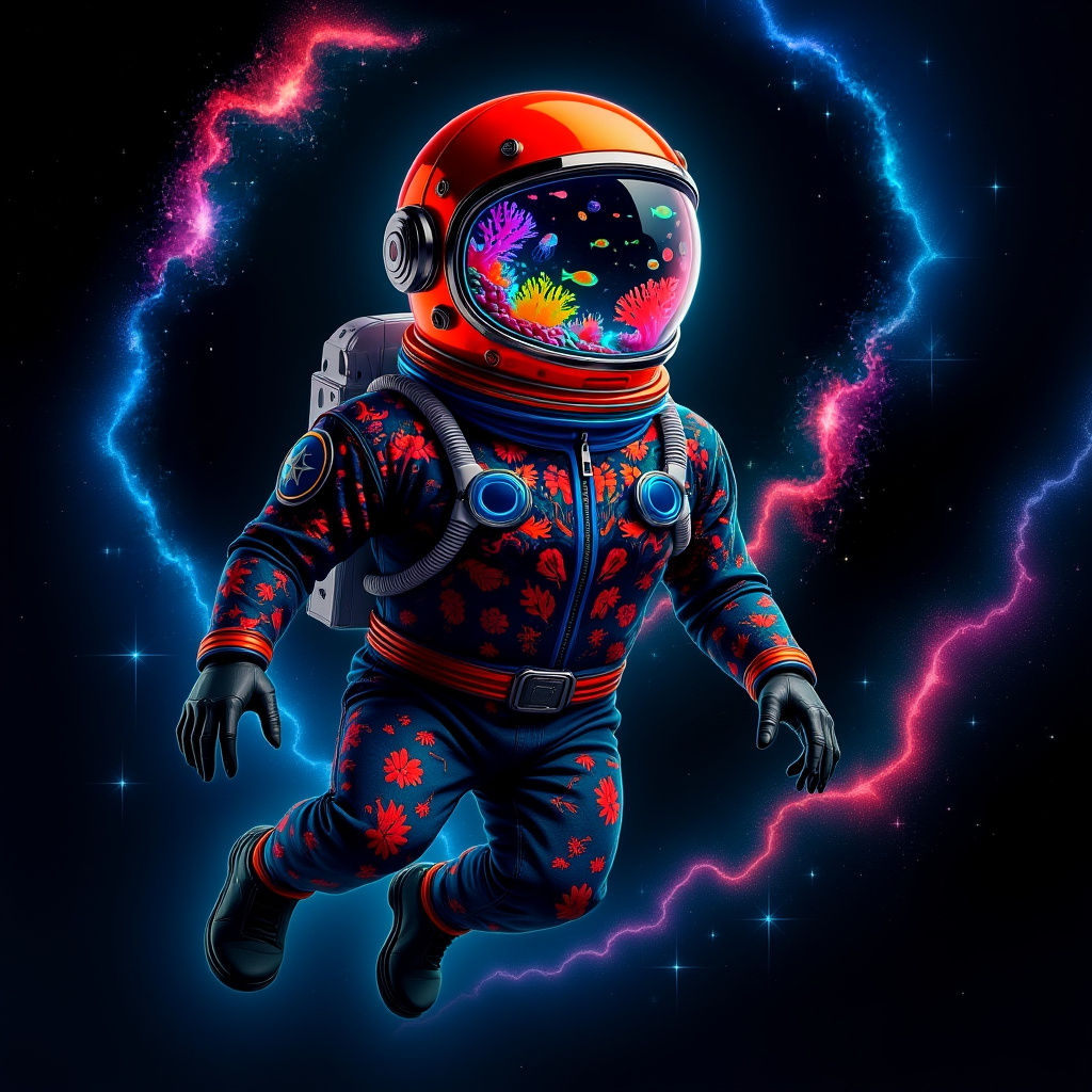 Astronaut's Galactic Reef Reflection