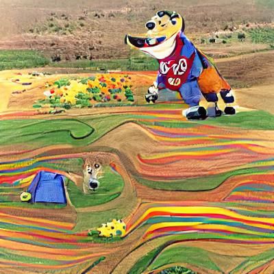 Anthropomorphic Wolf in Vibrant Field Attire