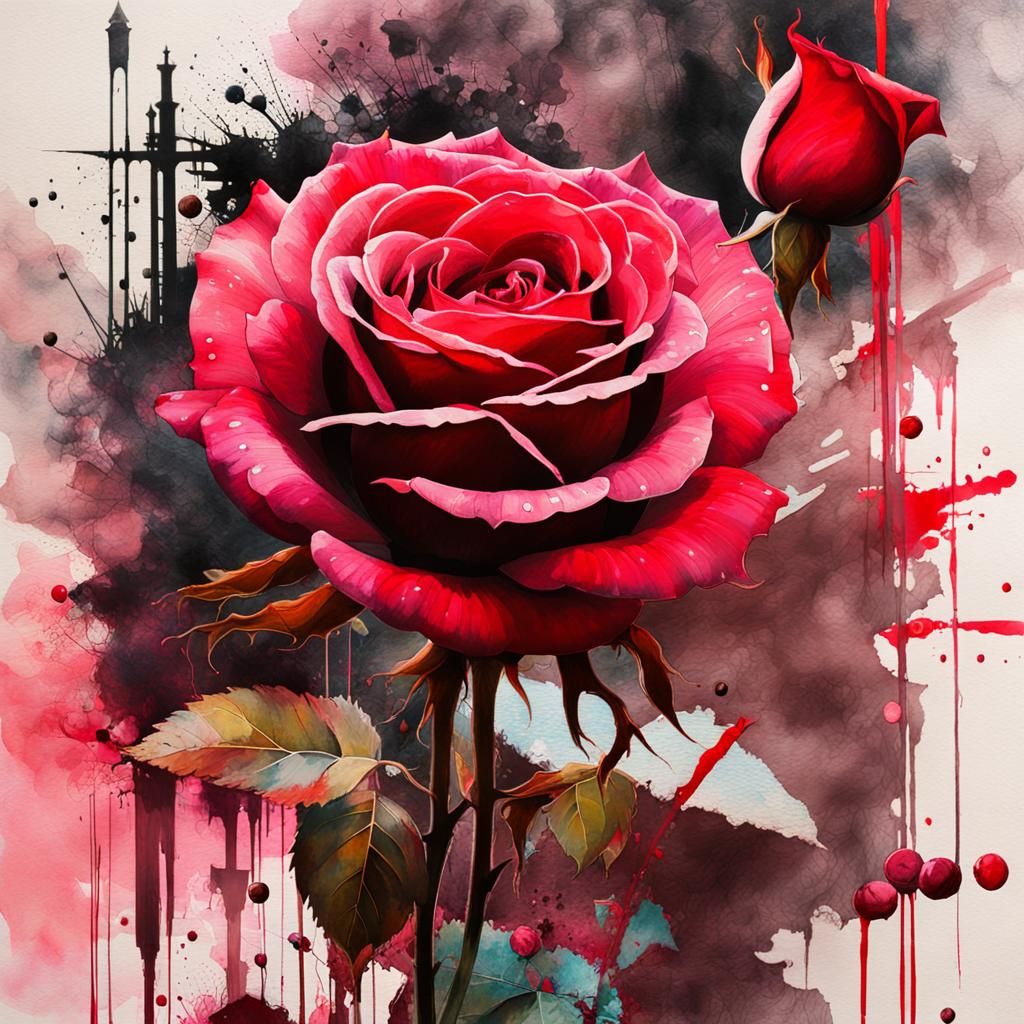 Double Exposure Rose in Vibrant Colors