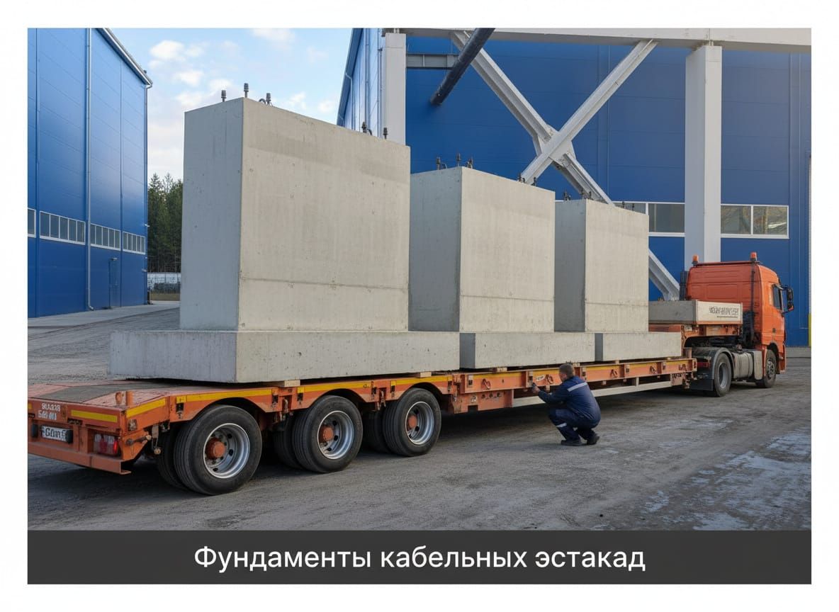 Industrial Foundations Loaded on Lowboy Trailer