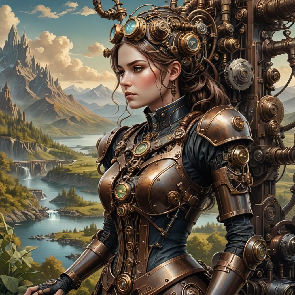 Steampunk Android Gains Consciousness in Breathtaking Landsc...