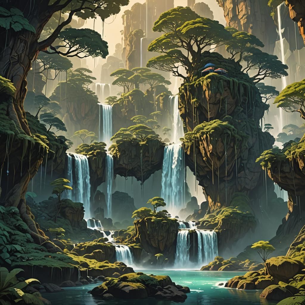 Surreal Landscape Defies Gravity with Floating Islands and W...