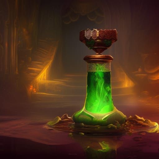 Luminous Potion in Elegant Glass, Detailed Matte Painting