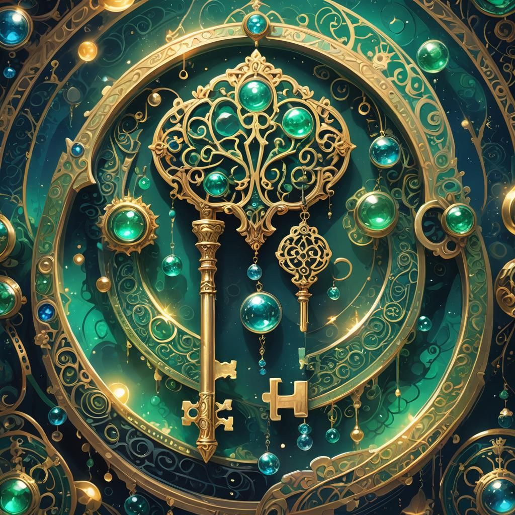 Ethereal Key of Wonder in Vibrant Fantasy Realm