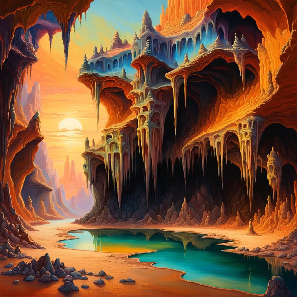 Surreal Sunset in Ancient Mystic Cave