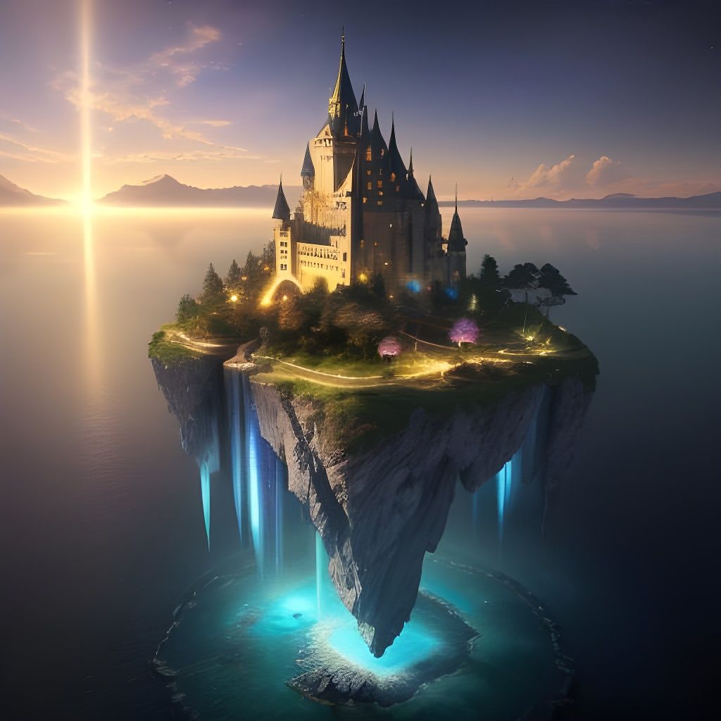 Enchanted Sea Castle in Whimsical Watercolor Style