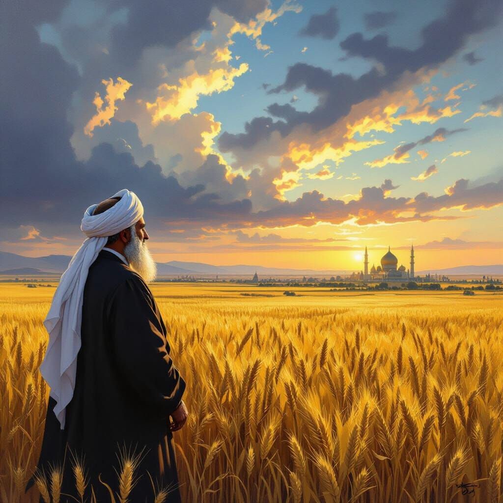 Friday Imam Gazes at Golden Khorasan Wheat Fields