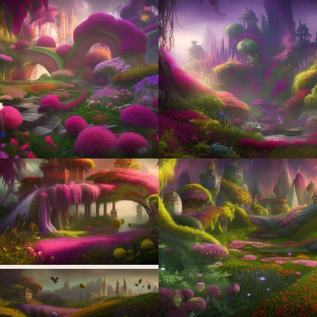 Mystical Floral Oasis in Vibrant Hues