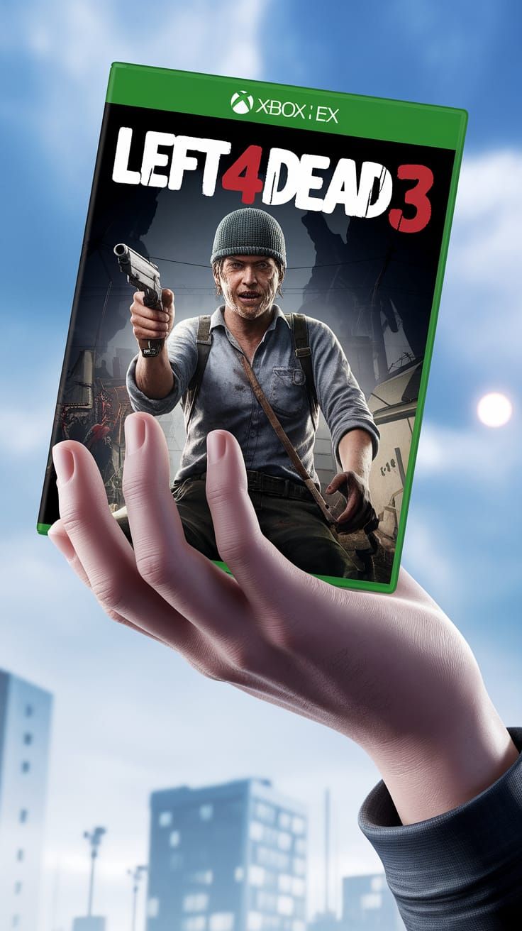 Gamer's Hand Holds Left 4 Dead 3 Xbox Series X Game Cover
