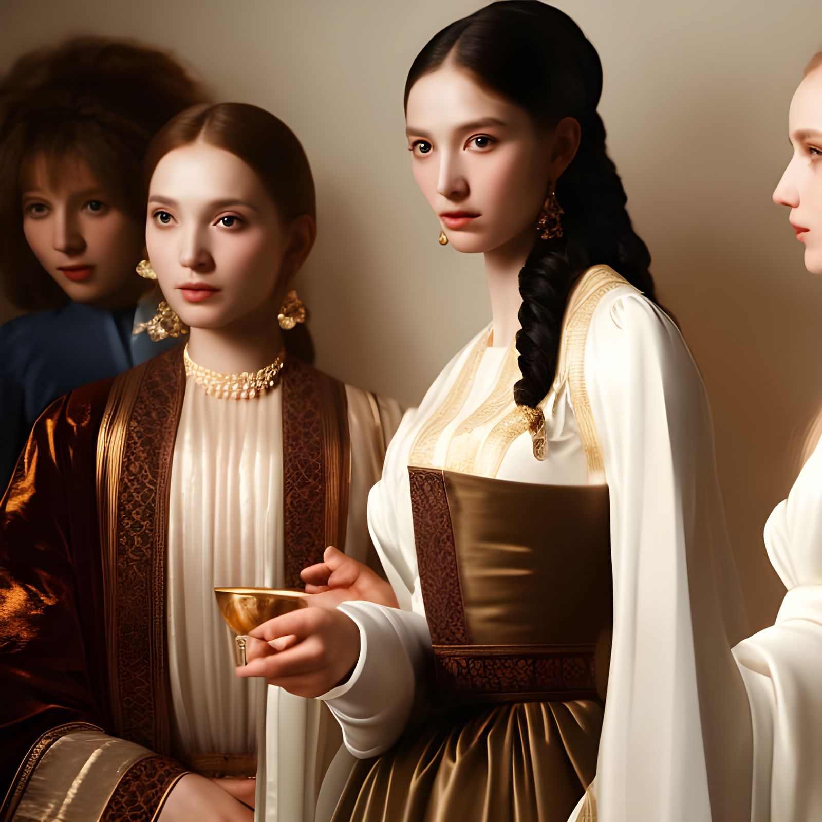 Renaissance Women in Elegant Conversation