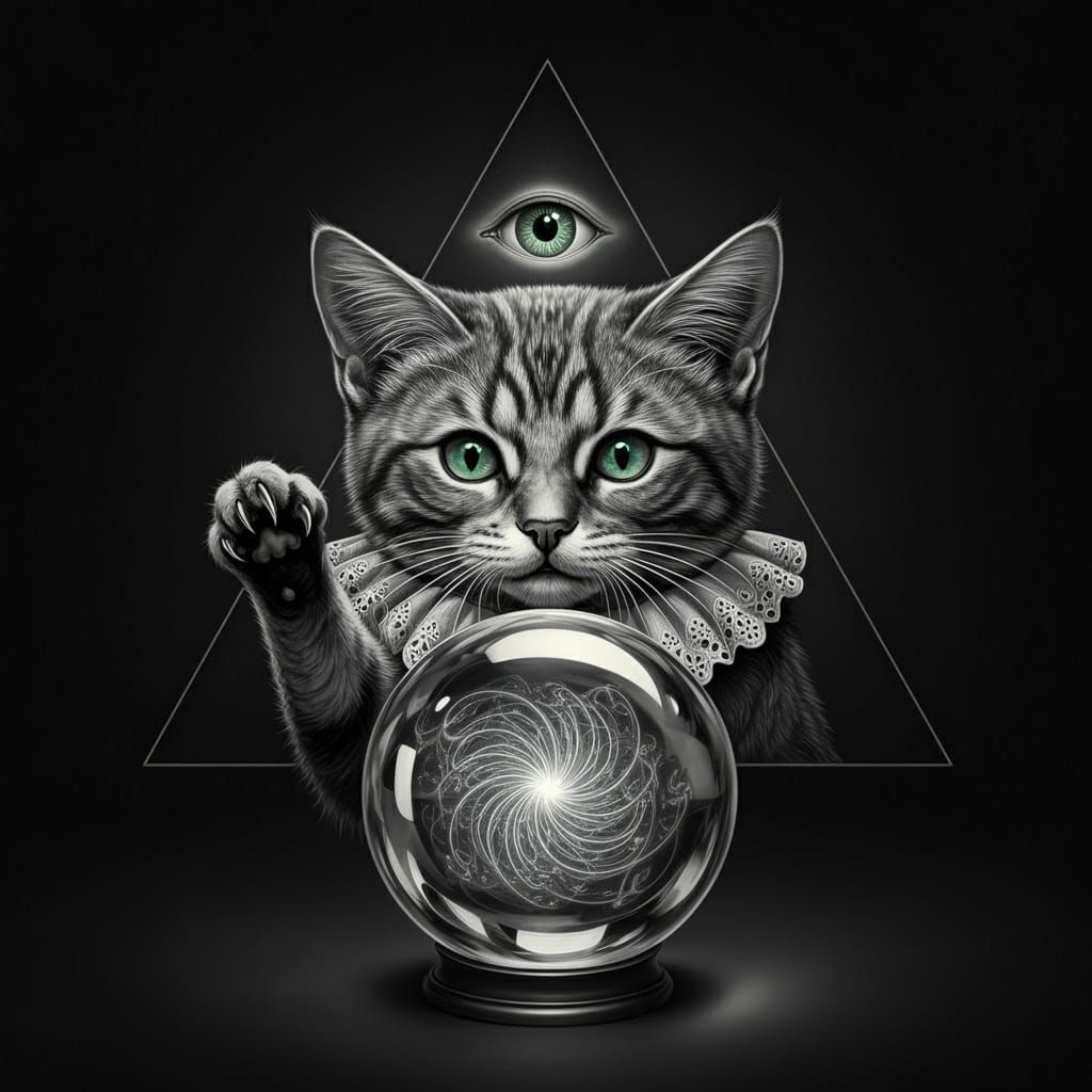 Whiskered Cat Plays with Glowing Optical Illusion