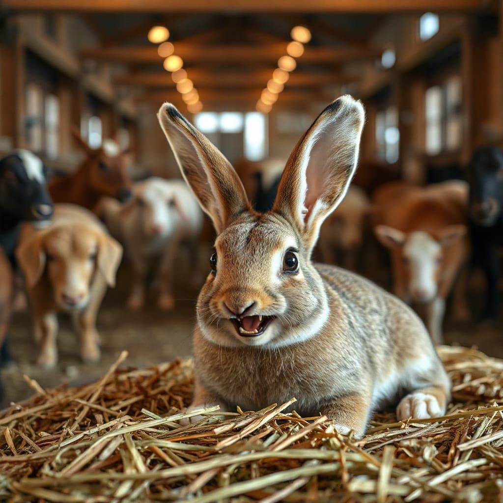 Laughing Bunny with Surreal Smile
