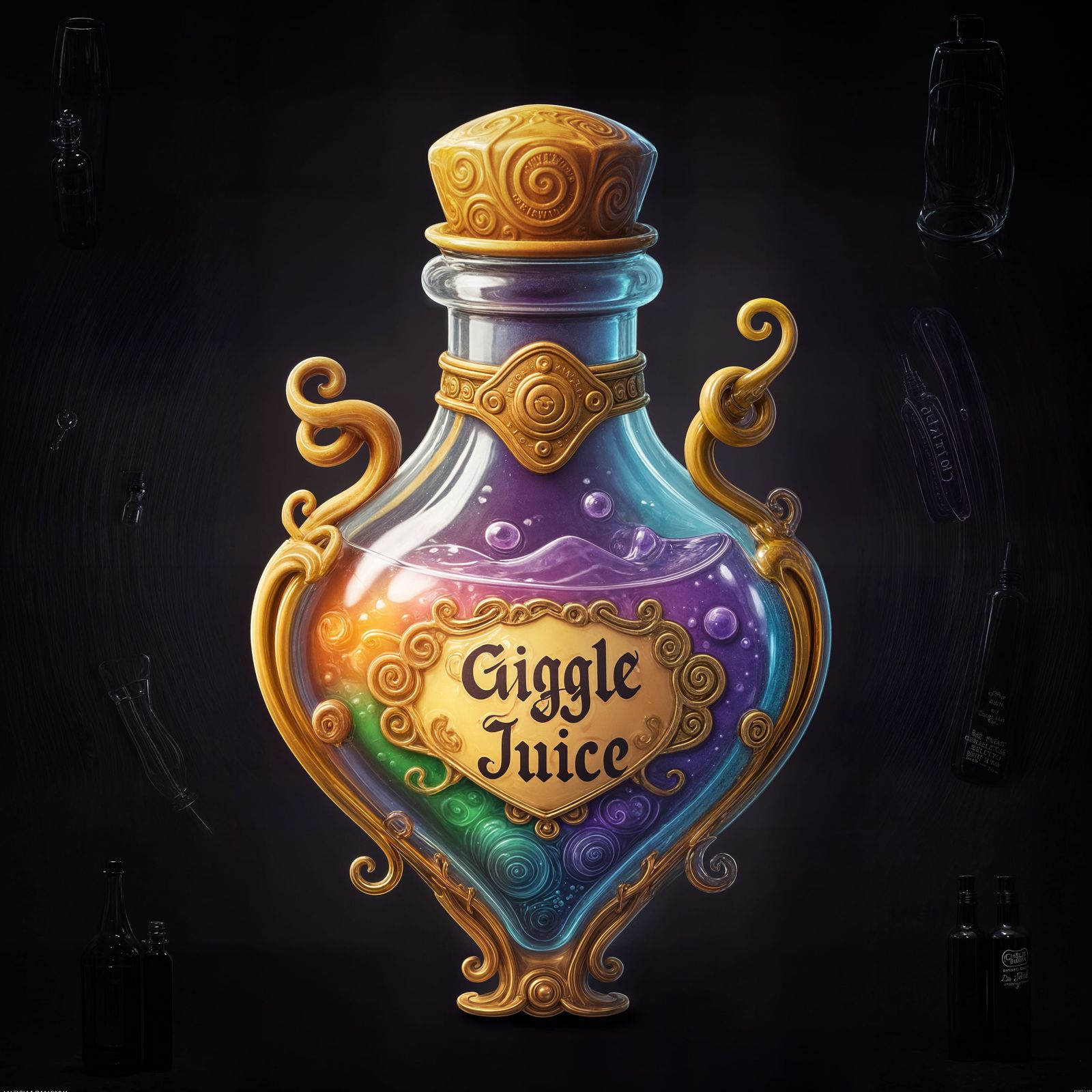 Magical Laughing Potion Bottle in a Whimsical Aesthetic