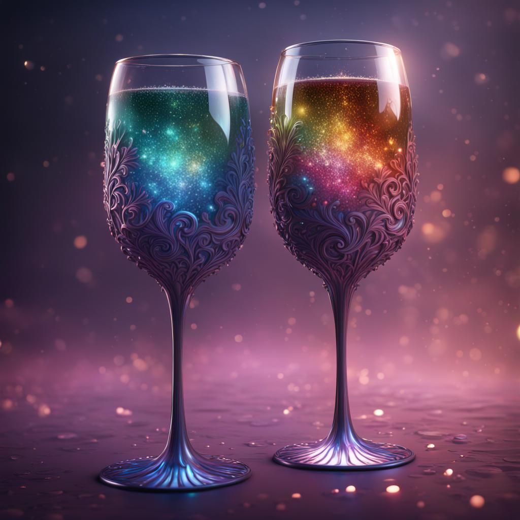 Vibrant Fantasy Wine Glass in Deep, Rich Colors