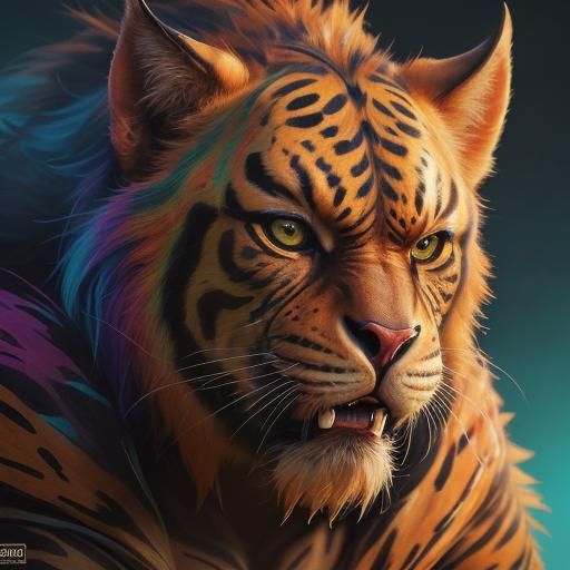 Hyperrealistic Animal Portrait in Vibrant Splash Art