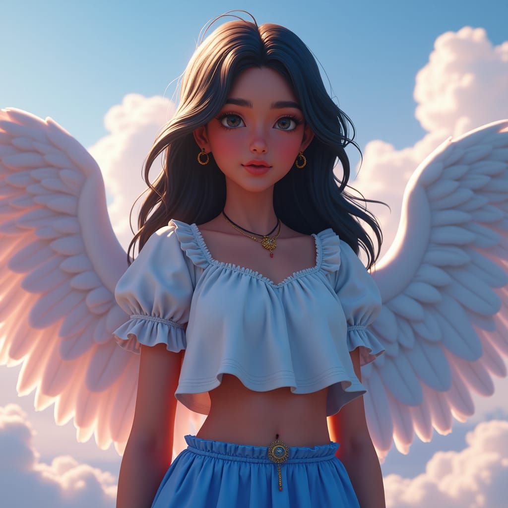 Angel-Like Indian Influencer with Vibrant Skin and Ethereal...