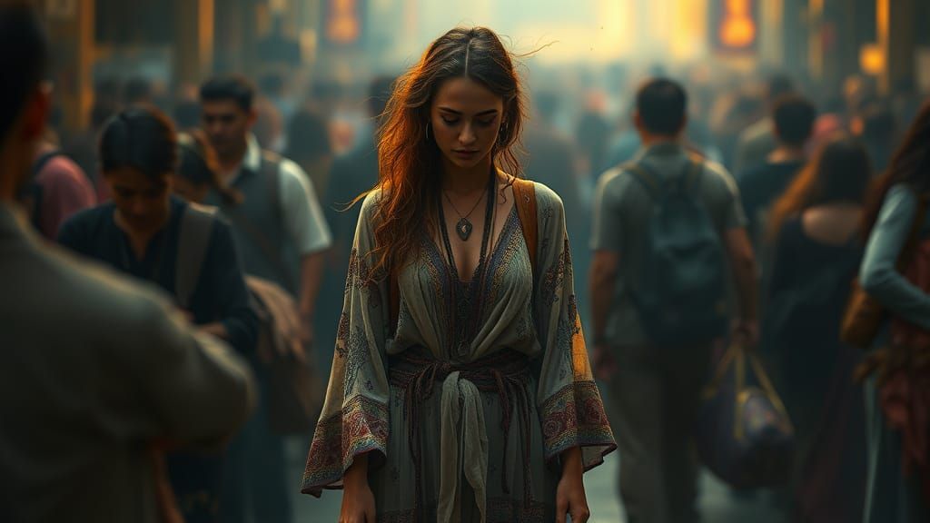 A Lone Figure Finds Solace in Chaos