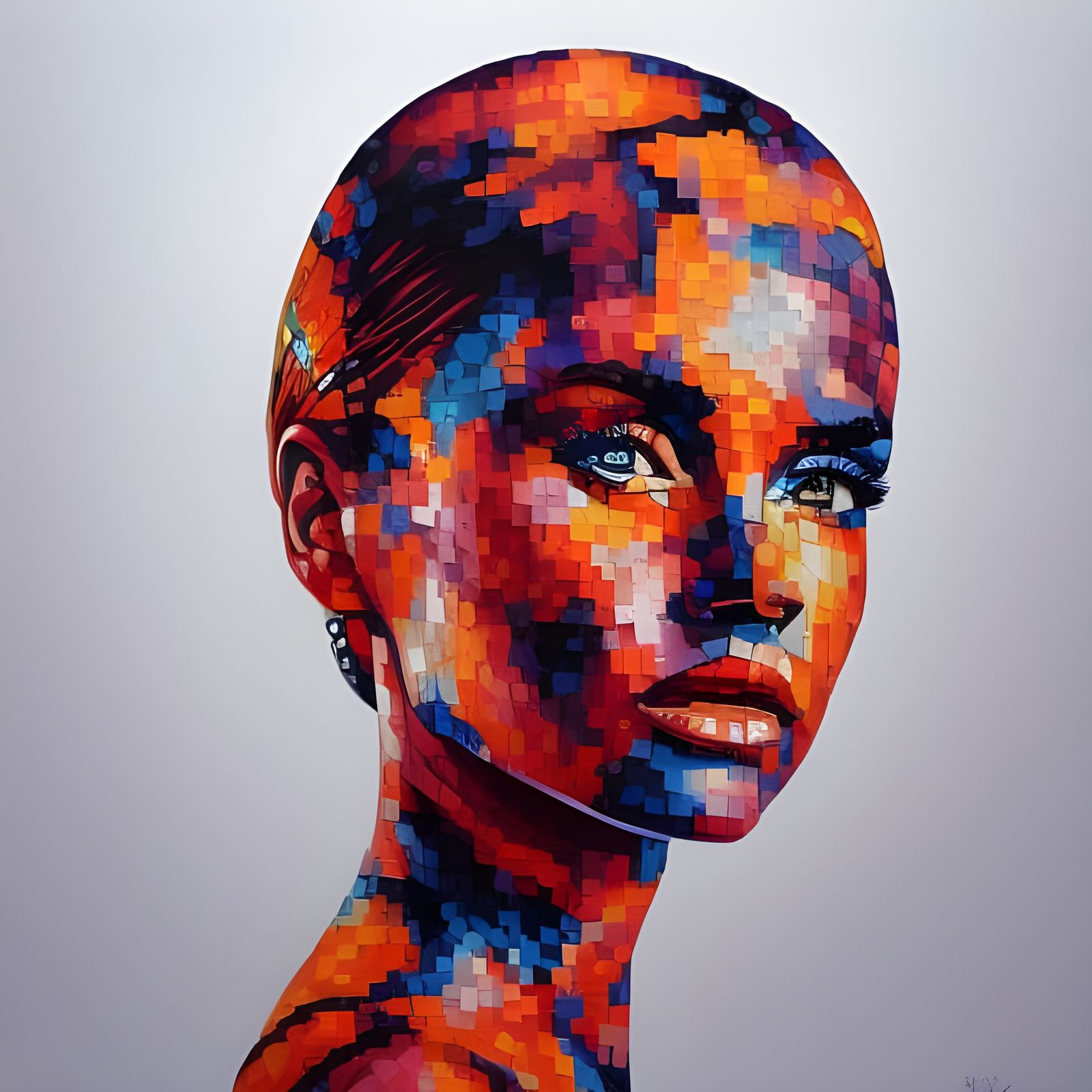 Hyperrealistic Brick Mosaic Goddess