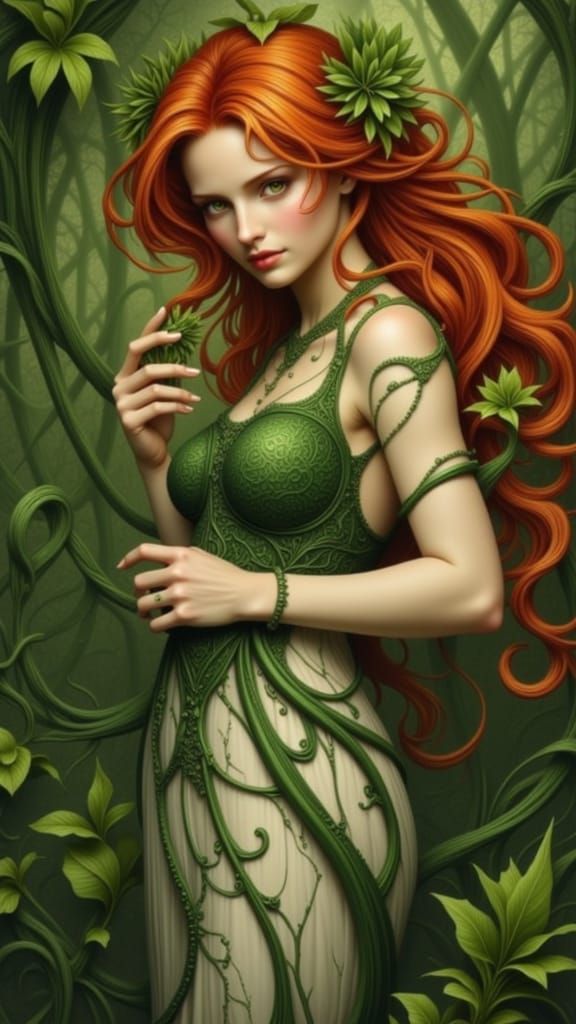 Goddess in Jungle of Ivy, Digital Art