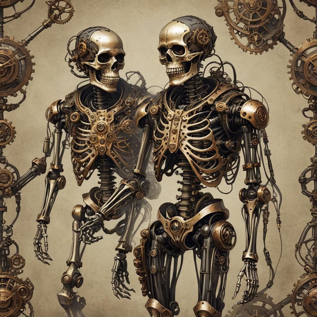 Cyberpunk Steampunk Skeleton in Gears