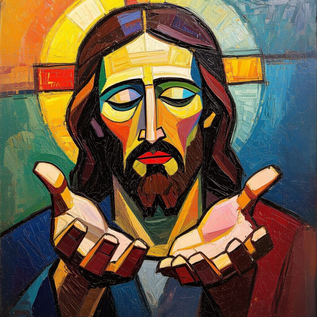 Jesus Christ Oil Painting in Expressionist Style