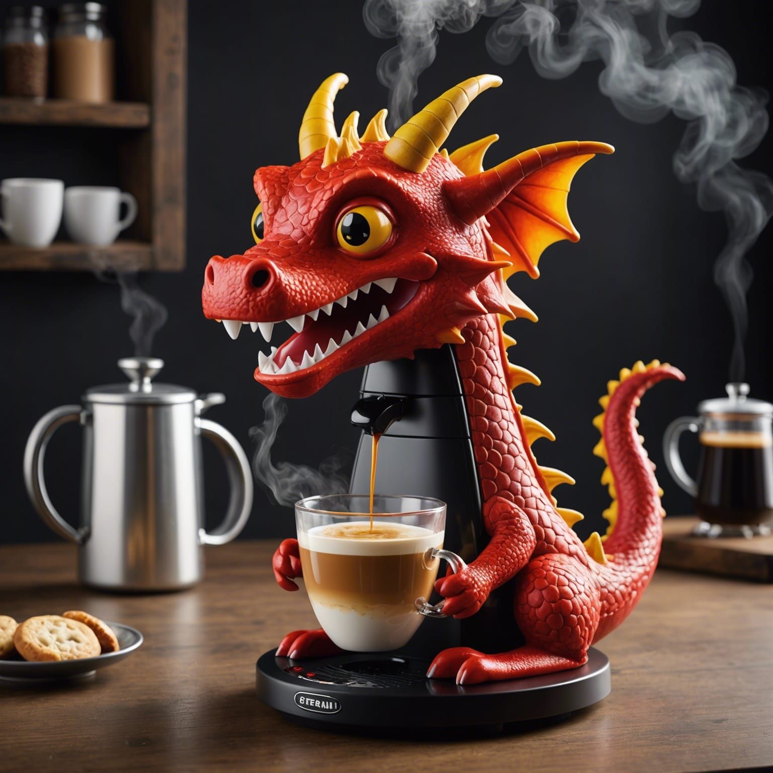 Cute Dragon Coffee Maker Steams Joyfully