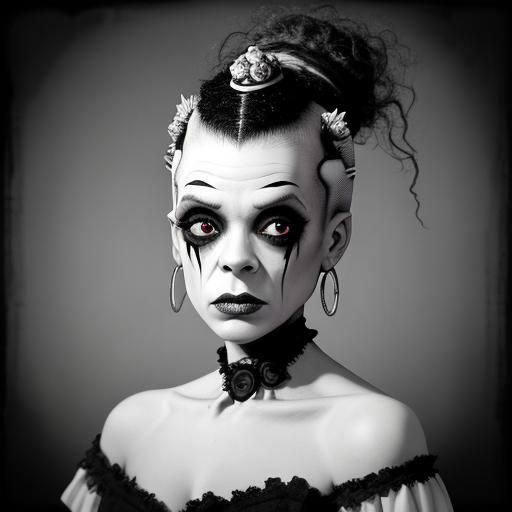 A Moody Portrait in Monochrome: Bride of Frankenstein in Arb...