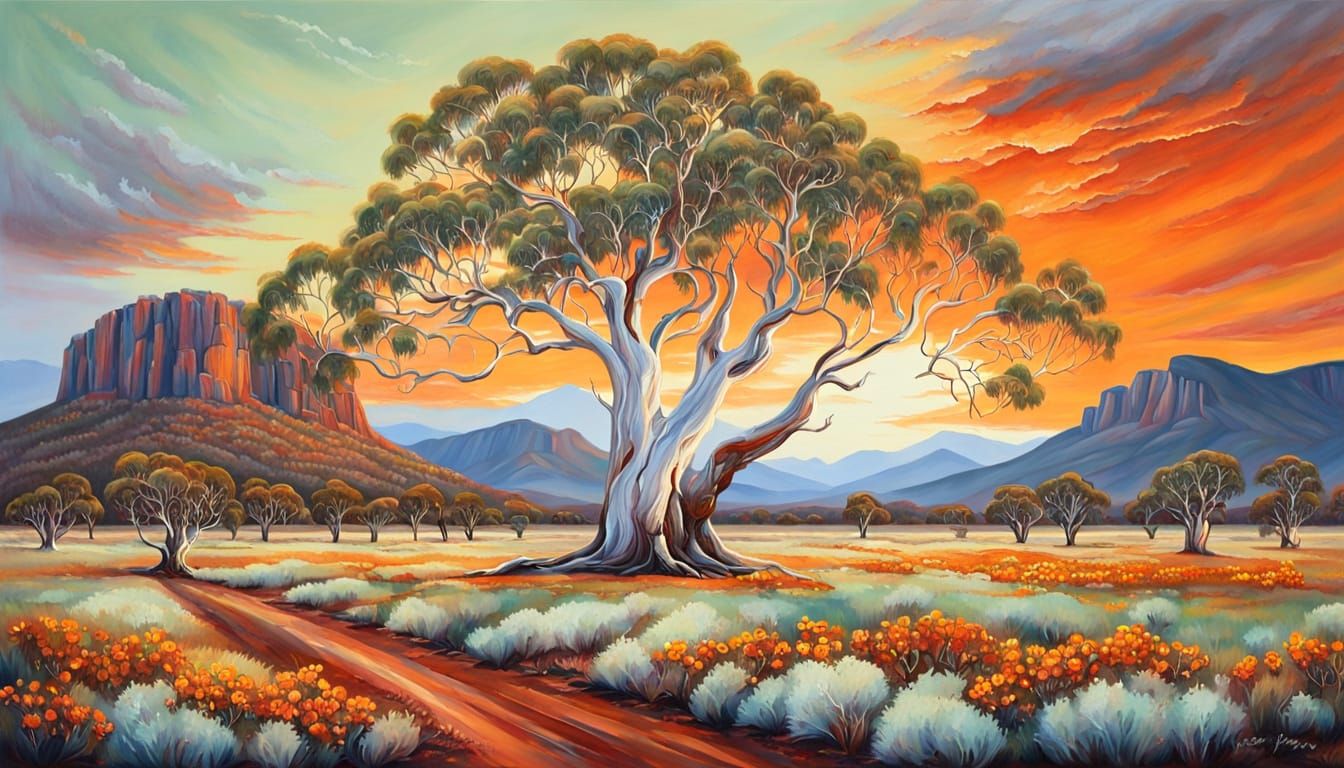 Silver Ghost Gum Tree. Survivor of the Outback