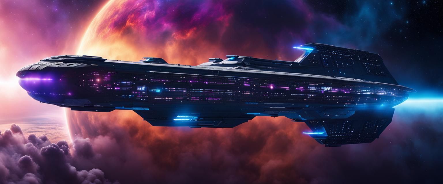 Epic Spaceship in Mysterious Nebula