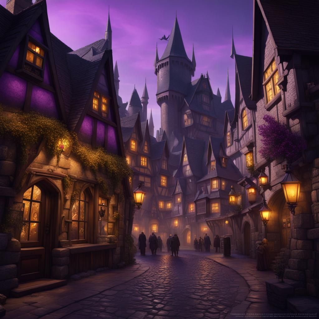 Ethereal Hogsmeade Village Unveiled in Dark Fantasy Style