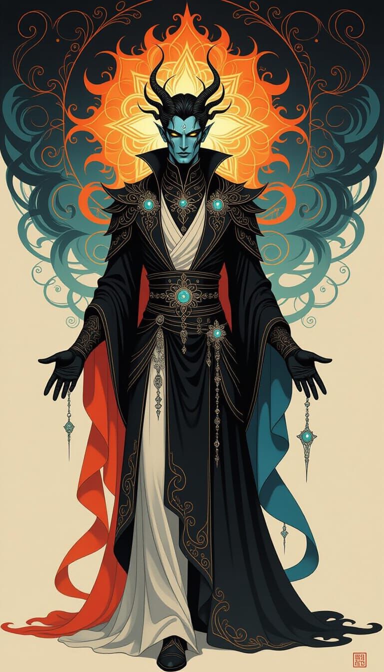 Mystical Deity-Prince Between Light and Darkness
