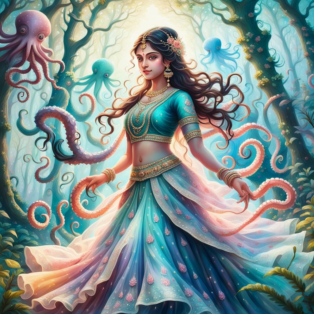 Radiant Radha in Mystic Octopus Form