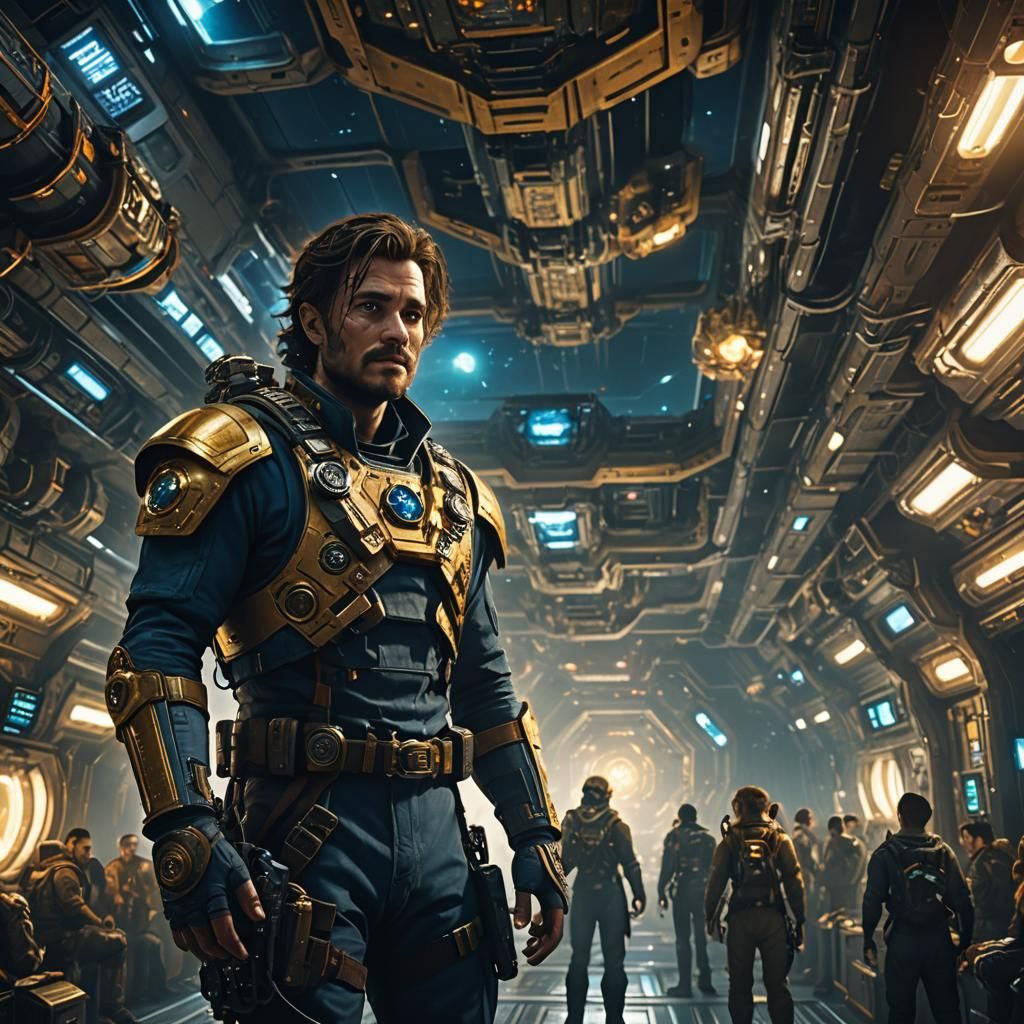 Epic Space Pirate Edward Teach in a Haunted Galactic Hub