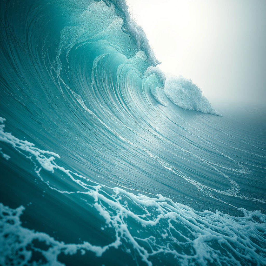 Hyperrealistic Oceanic Wall in Turquoise HDR