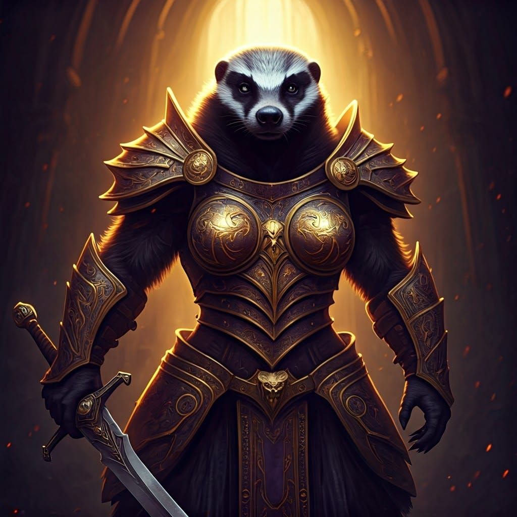 Regal Honey Badger Champion in Golden Armor