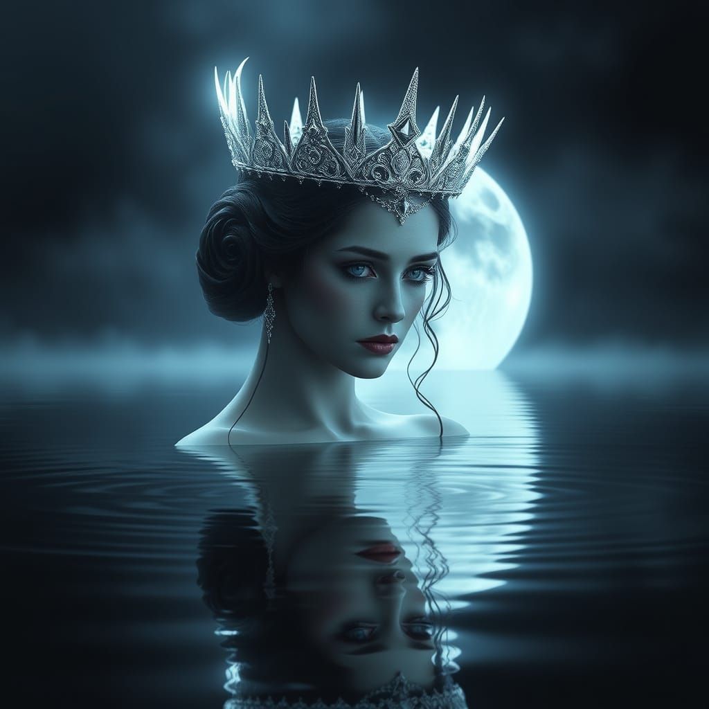 Vampire Queen's Moonlit Reflection: Dark Fantasy Art