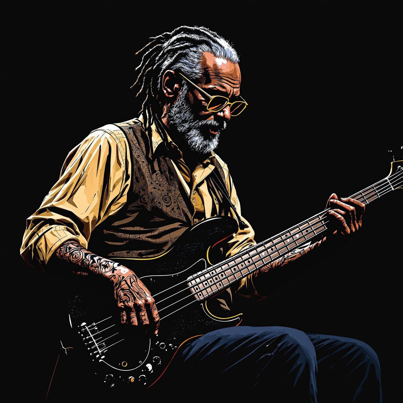 Blues Virtuoso: Captivating Bass Guitar Performance